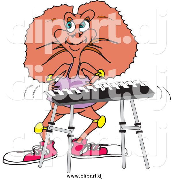 Vector Clipart of a Frill Lizard Musician Playing a Keyboard