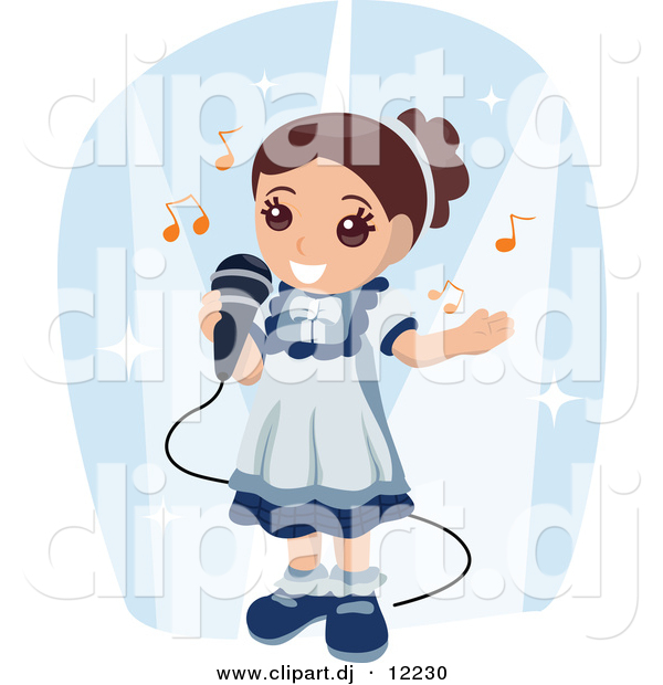Vector Clipart of a Girl Singing into a Microphone - Cartoon Styled Design