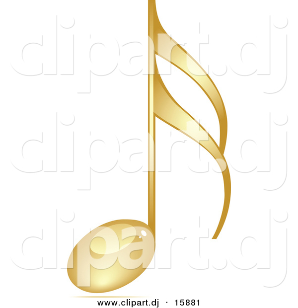 Vector Clipart of a Gold 3d Music Note