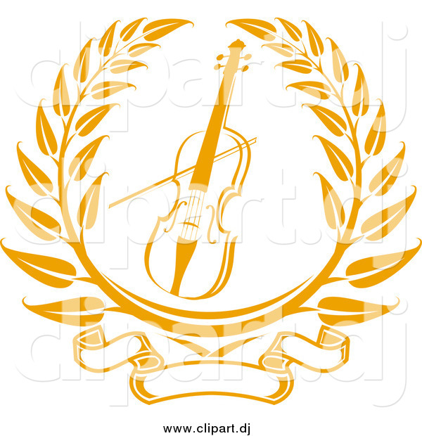 Vector Clipart of a Golden Violin or Viola Laurel