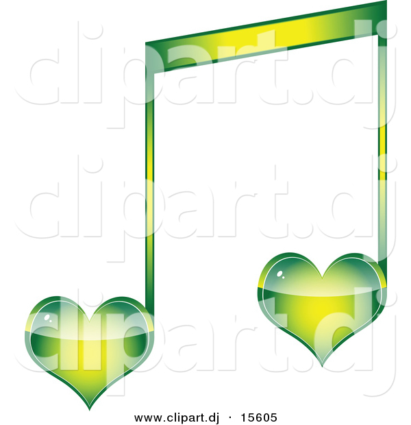 Vector Clipart of a Green Love Heart Music Note