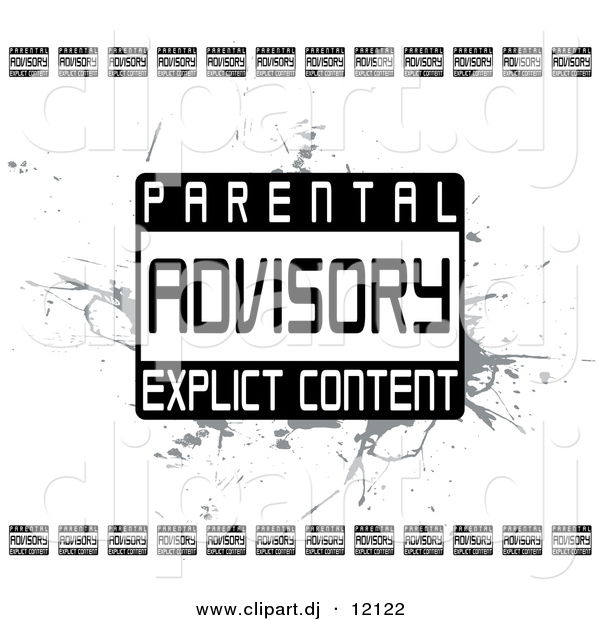 Vector Clipart of a Grunge Parental Advisory Explicit Content Background - Black and White Version