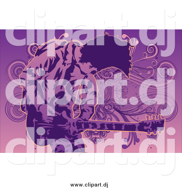 Vector Clipart of a Guitarist Man in Purple