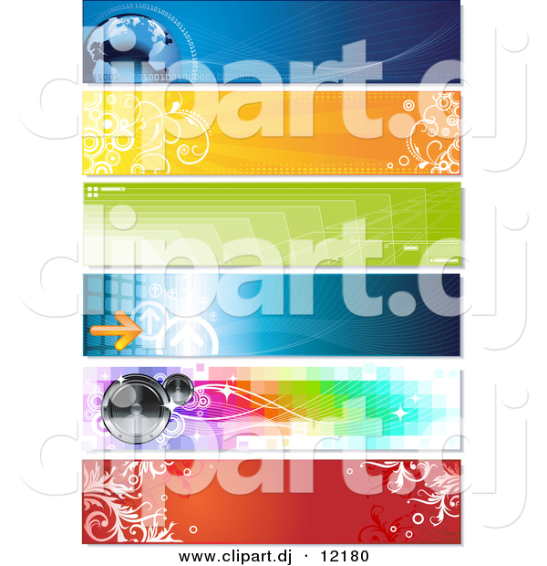 Vector Clipart of a Horizontal Arrow and Speaker Website Header - Digital Collage