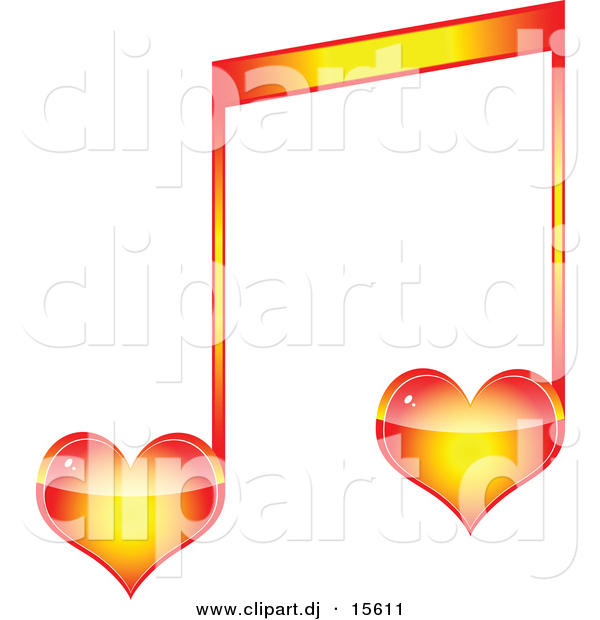 Vector Clipart of a Love Heart Music Note