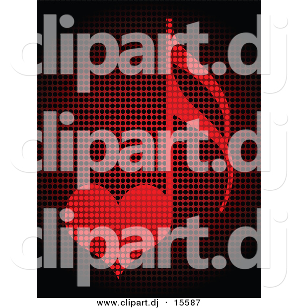 Vector Clipart of a Love Heart Music Note Made out of Red Dots