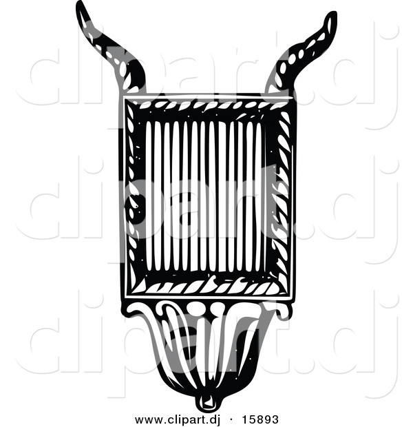 Vector Clipart of a Lyre Instrument - Black and White Vintage Design #4