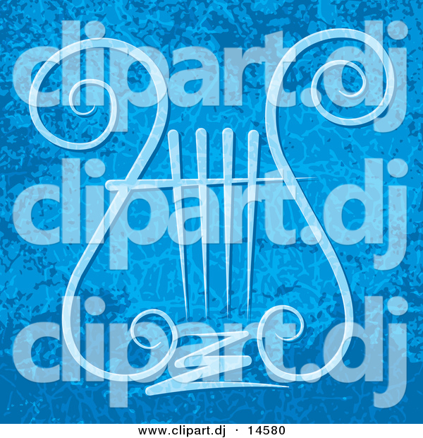 Vector Clipart of a Lyre Symbol over Grunge Blue Background