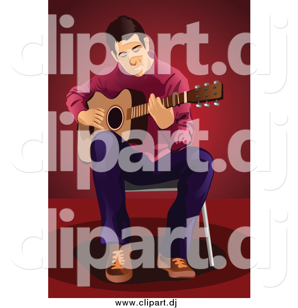 Vector Clipart of a Male Guitarist Sitting in a Chair