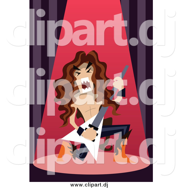 Vector Clipart of a Male Rock Star Playing a Guitar on Stage