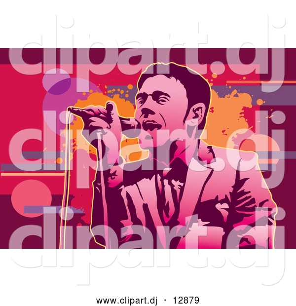 Vector Clipart of a Male Singer and Abstract Background