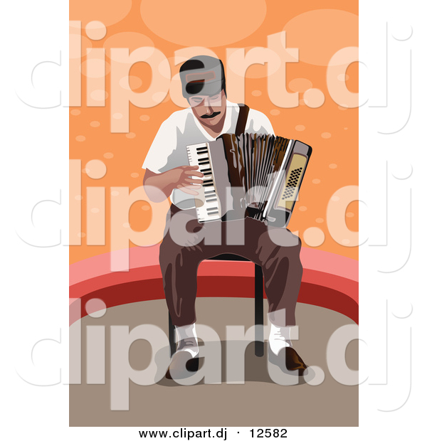 Vector Clipart of a Man Playing an Accordion