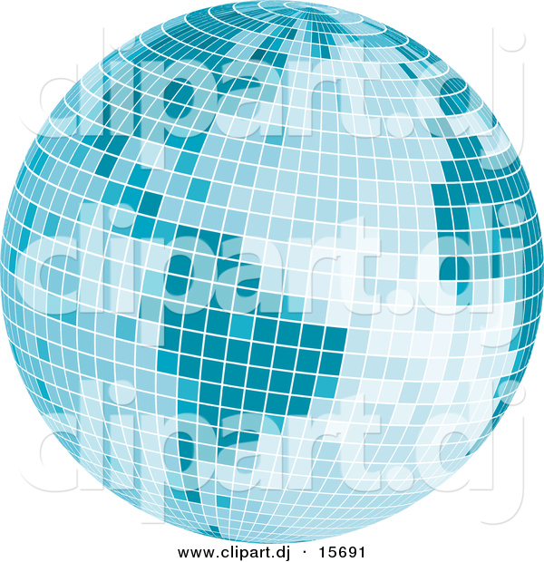 Vector Clipart of a Mosaic Blue Disco Ball Earth