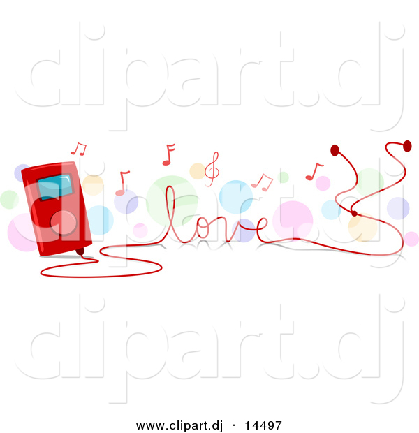 Vector Clipart of a MP3 Player Tuning Love Songs