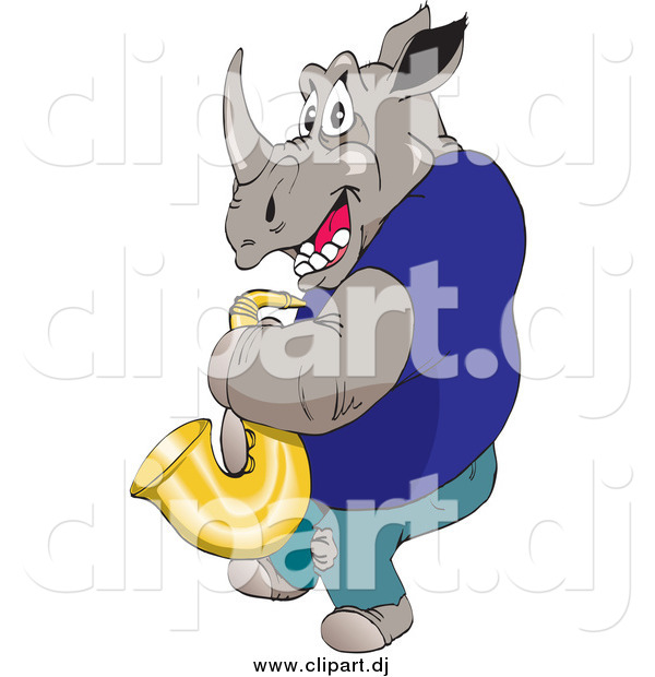 Vector Clipart of a Musician Rhino Playing a Saxophone