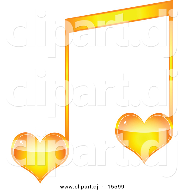 Vector Clipart of a Orange Love Heart Music Note