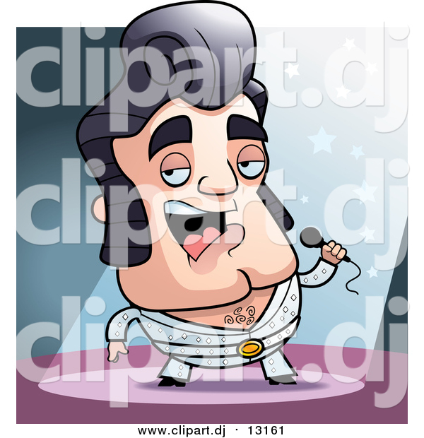 Vector Clipart of a Performing Elvis Impersonator