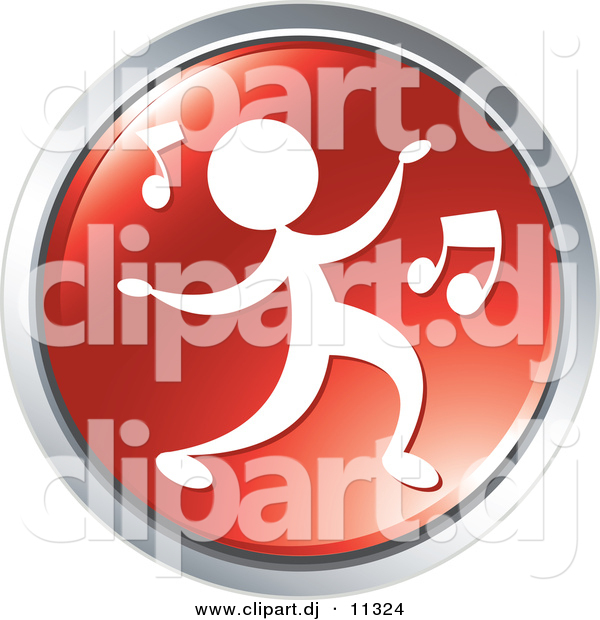 Vector Clipart of a Person Dancing to Music - Red Website Button Icon