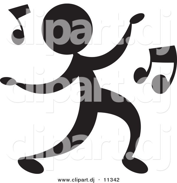Vector Clipart of a Person Dancing with Music Notes - Silhouette