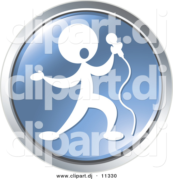 Vector Clipart of a Person Singing - Blue Website Button Icon