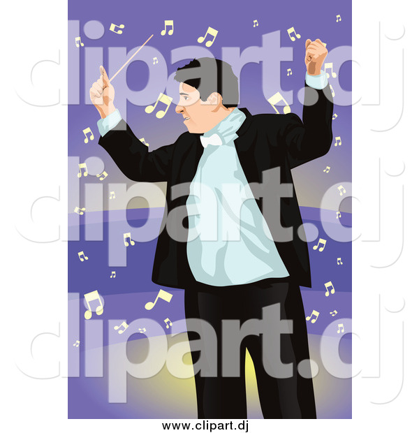 Vector Clipart of a Professional Music Conductor over Purple