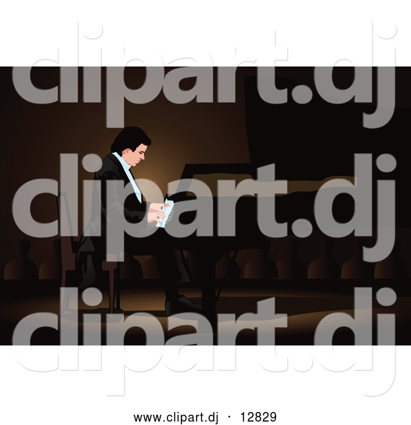 Vector Clipart of a Professional Pianist Man