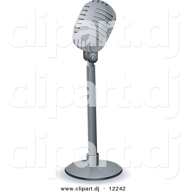 Vector Clipart of a Retro Microphone on a Stand