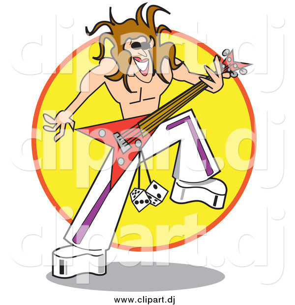 Vector Clipart of a Rock and Roll Star Playing a Guitar