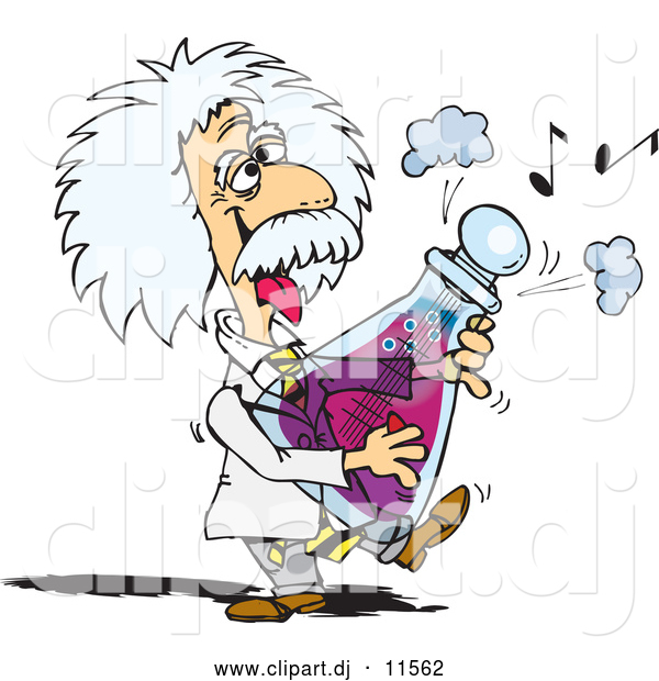 Vector Clipart of a Scientist Albert Einstein Playing a Musical Flask