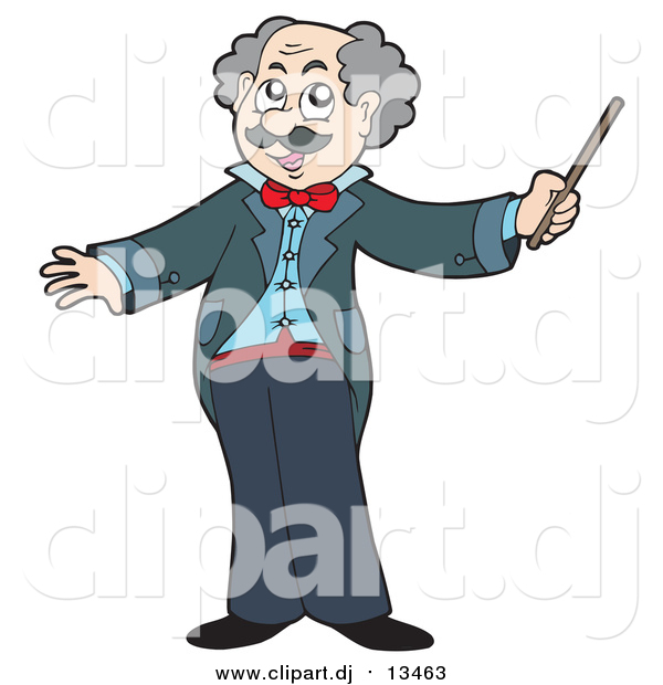 Vector Clipart of a Senior Music Conductor Holding a Baton