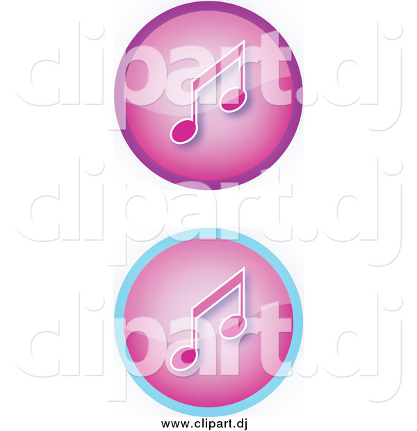Vector Clipart of a Set of Two Purple Music Icon Buttons with Music Notes