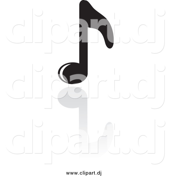 Vector Clipart of a Shiny Black Music Note and Shadow