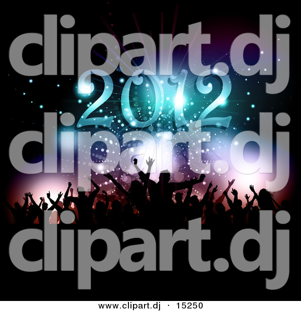 Vector Clipart of a Silhouetted New Year's Eve Party Under 2012 Text