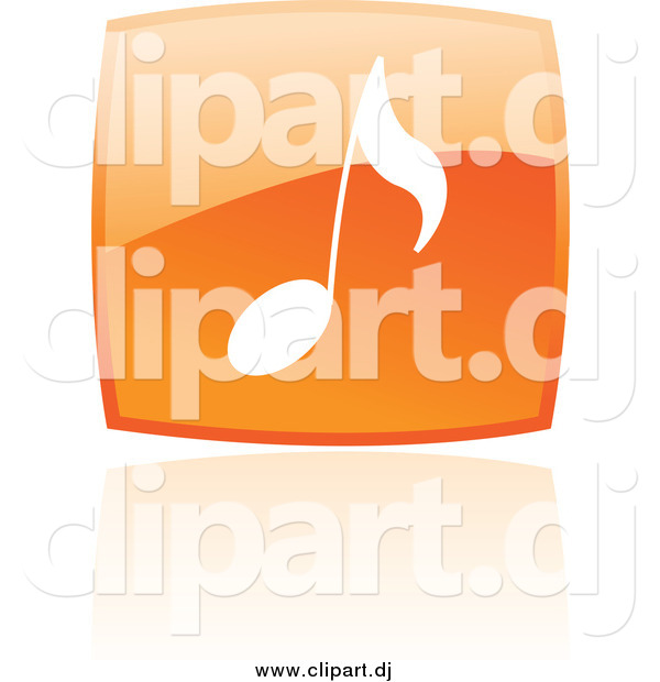 Vector Clipart of a Square Orange Music Note Icon and Reflection