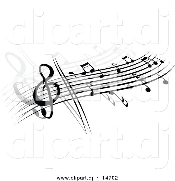 Vector Clipart of a Stave and Music Notes