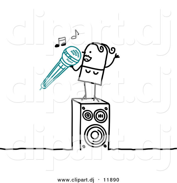 Vector Clipart of a Stick Woman Singing Karaoke
