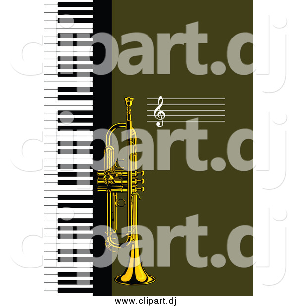 Vector Clipart of a Trumpet and Keyboard Background