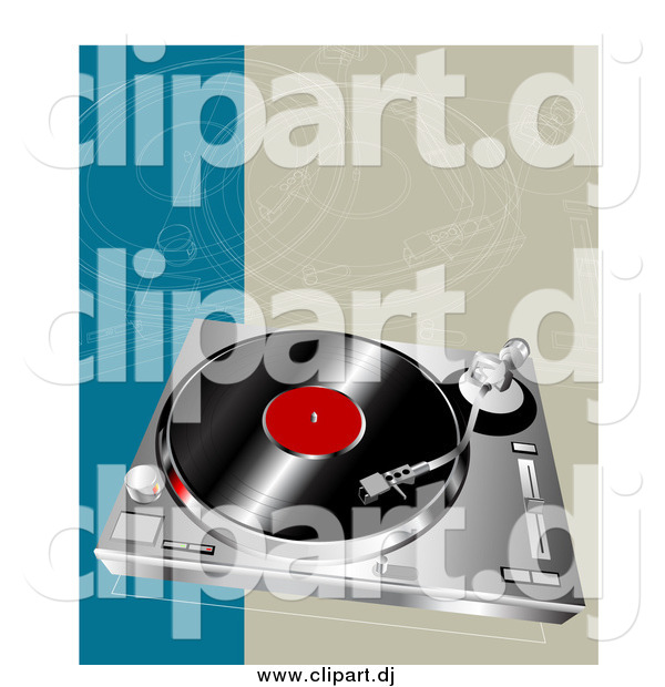 Vector Clipart of a Vinyl Record on a Player