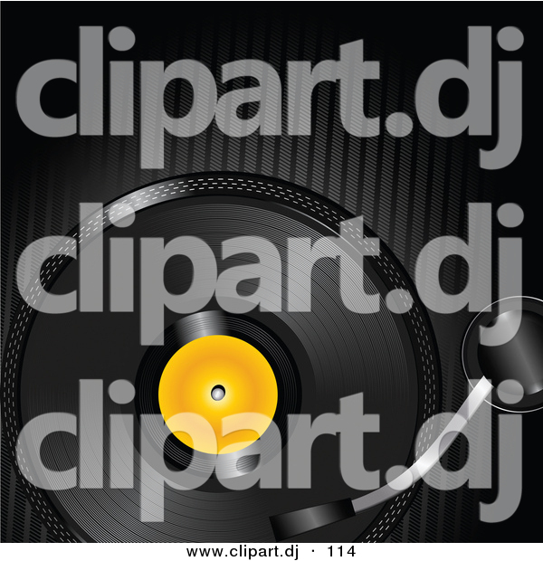 Vector Clipart of a Vinyl Record on Turntable