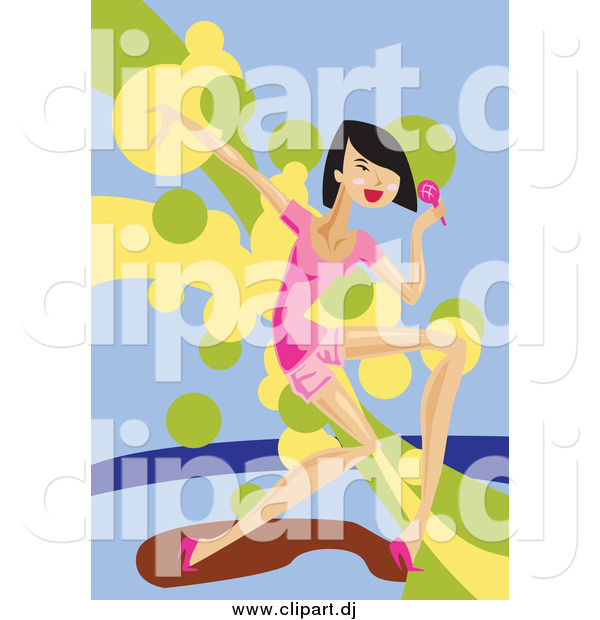 Vector Clipart of a Young Female Singer Dancing and Performing