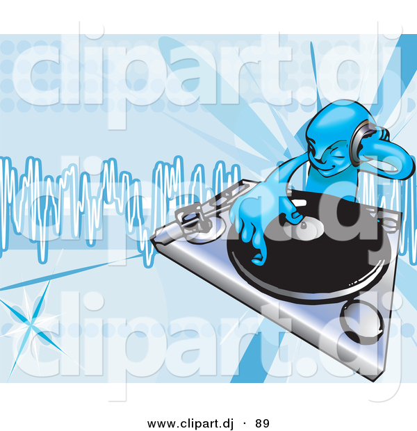 Vector Clipart of a Young Male DJ Mixing Records on a Turntable
