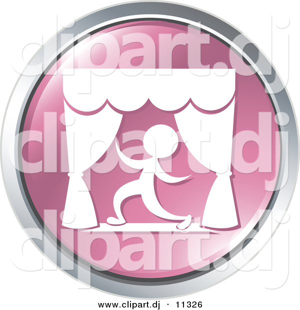 Vector Clipart of an Actor on Stage - Pink Website Button Icon