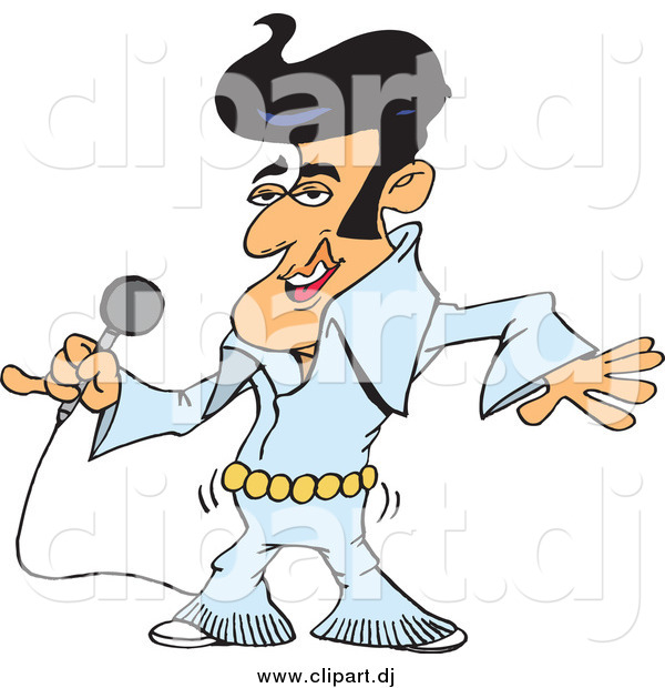 Vector Clipart of an Elvis Impersonator Singing and Shaking His Hips