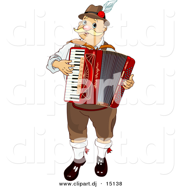Vector Clipart of an Oktoberfest Man Playing Accordian Music