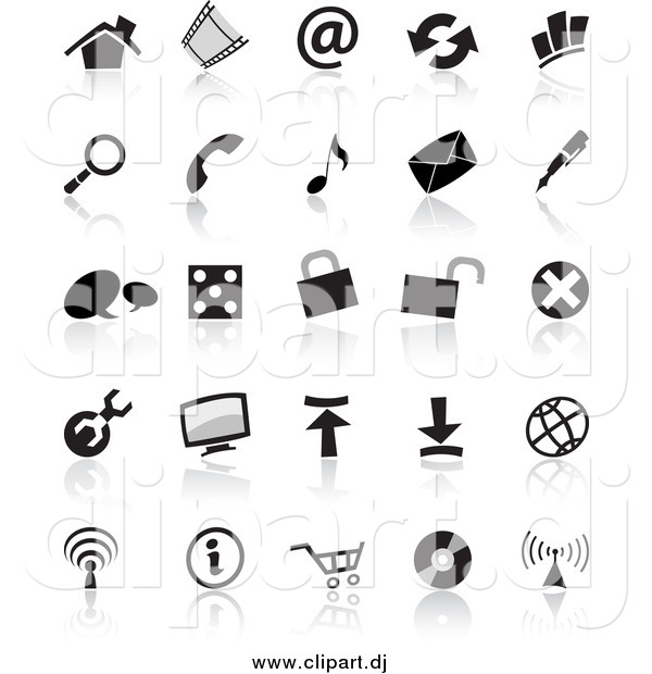 Vector Clipart of Black and White Icons