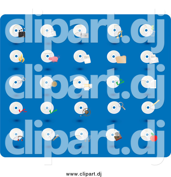 Vector Clipart of CD and Disc Icons on Blue