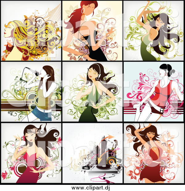 Vector Clipart of Dancing and Music Backgrounds