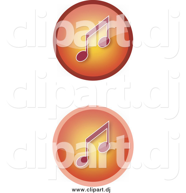 Vector Clipart of Gradient Orange Music Icons with Notes
