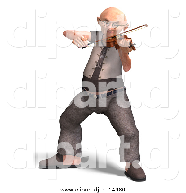 Vector Clipart of Grandpa Playing Violin: 3d Design