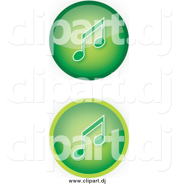 Vector Clipart of Green Music Icon Buttons with Music Notes